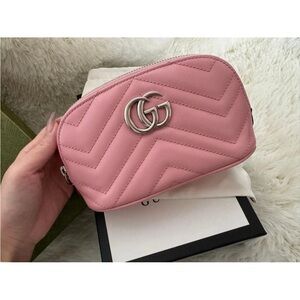 Gucci Pink Chevron Cosmetic Case